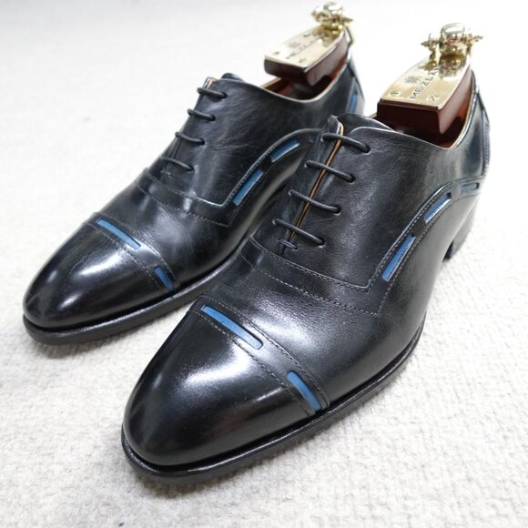 John Fluevog Shoes 8.5 Black The Gateways Cap Toe Oxford Lace - Picture 1 of 11